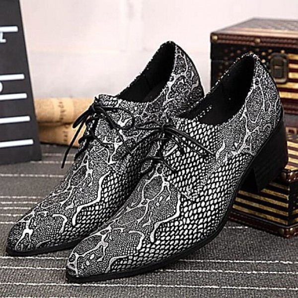 Men's Shoes Limited Edition Oriental Temperament Nightclub/Party Top Layer Leather Oxfords Silver