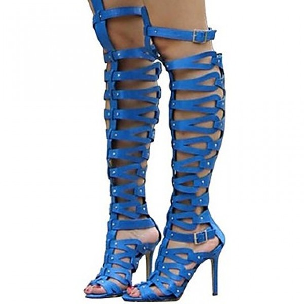 Women's Shoes Leatherette Stiletto Heel Heels / Open Toe Sandals Party & Evening / DressBlack /